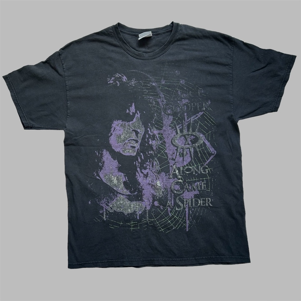 Y2K Alice Cooper Tour Shirt Along Came a Spider Faded Distressed Unisex Large